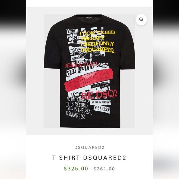 Dsquared2 Men's Black Graphic T-Shirt Made In Italy Size Large Slimù- Like New - Picture 2 of 8